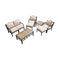 Festival Depot 8 Pieces Patio Conversation Set Sectional Sofa Armchair Ottoman with Thick Cushions and Side Coffee Table All Weather Metal Outdoor Furniture for Deck Garden, Beige