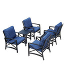 Festival Depot 6 Pieces Outdoor Furniture Patio Conversation Set All-Weather Metal Armchair Sofa Chairs with Seat and Back Cushions Side Coffee Tables