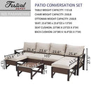 Festival Depot 7 Pieces Patio Outdoor Furniture Conversation Set Sectional Sofa with All-Weather Brown PE Rattan Wicker Back Chair, Coffee Table, Ottoman and Thick Soft Removable Couch Cushions