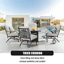 Festival Depot Patio Conversation Set Outdoor Furniture 50,000 BTU Propane Fire Pit Table Gas and Armrest Chair with Thick & Soft Cushions for Garden, Pool, Backyard