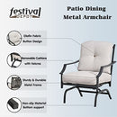 Festival Depot 4 Pieces Patio Conversation Set Outdoor Armchairs Loveseat Set with Coffee Table Fabric Metal Frame Furniture Garden Bistro Seating Thick Soft Cushion