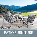 Festival Depot 4 Pieces Patio Conversation Set Outdoor Armchairs Loveseat Set with Coffee Table Fabric Metal Frame Furniture Garden Bistro Seating Thick Soft Cushion