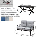 Festival Depot 2 pc Conversation Set Outdoor Patio Loveseat with Seat and Back Thick Cushions and Coffee Table Metal Furniture for Garden Bistro