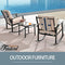 Festival Depot 3-Piece Patio Bistro Set Conversation Set Rocking Chair Set with Side Coffee Table Outdoor Furniture with Hand-Woven Textilene Rope Backrest (Black Metal Frame with Beige Cushion)