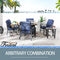 Festival Depot 7 Pcs Patio Conversation Set Outdoor Furniture 50,000 BTU Propane Fire Pit Table Gas and Armrest Chair Coffee Table with Thick & Soft Cushions for Garden, Pool, Backyard