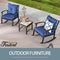 Festival Depot 3-Piece Patio Bistro Set Conversation Set Rocking Chair Set with Side Coffee Table Outdoor Furniture with Hand-Woven Textilene Rope Backrest (Black Metal Frame with Blue Cushion)