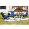 Festival Depot Outdoor Furniture Patio Conversation Set Metal Bistro Table Coffee Table Loveseat Armchairs with Seat and Back Cushions Without Pillows for Lawn Beach Backyard Pool