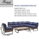 Festival Depot 8 Pcs Patio Conversation Sets Outdoor Furniture Sectional Corner Sofa Loveseat with All-Weather PE Rattan Wicker Chair,Coffee Table and Soft Removable Couch Cushions (Blue)