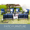 Festival Depot Outdoor Furniture Patio Conversation Set Metal Bistro Table Coffee Table Loveseat Armchairs with Seat and Back Cushions Without Pillows for Lawn Beach Backyard Pool