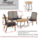 Festival Depot 5 Pieces Patio Outdoor Conversation Set with Metal Side Coffee Table Wooden-Color Steel Chairs Loveseat with Cushions