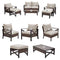 Festival Depot 7 Pcs Patio Outdoor Furniture Loveseat Conversation Set Sectional Sofa with All-Weather Brown Wicker Back Chair, Coffee Table, Ottoman and Removable Couch Cushions