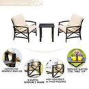 Festival Depot Outdoor Furniture Patio Conversation Set Metal Bistro Table Coffee Table Loveseat Armchairs with Seat and Back Cushions Without Pillows for Lawn Beach Backyard Pool