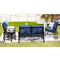 Festival Depot Outdoor Furniture Patio Conversation Set Metal Bistro Table Coffee Table Loveseat Armchairs with Seat and Back Cushions Without Pillows for Lawn Beach Backyard Pool