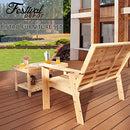 Festival Depot 2 Pieces Patio Furniture Outdoor Conversation Set Wood Armrest Loveseat Chair Stars and Strips Printing Dining Coffee Side Table