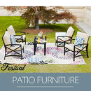 Festival Depot 6 Pieces Outdoor Furniture Patio Conversation Set All-Weather Metal Armchair Sofa Chairs with Seat and Back Cushions Side Coffee Tables