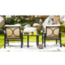 Festival Depot 3pcs Patio Outdoor Furniture Conversation Bistro Set Metal Armchairs with Thick Seat Back Cushions and Side Coffee Table for Lawn Backyard Deck