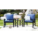 Festival Depot 3pcs Patio Outdoor Furniture Conversation Bistro Set Metal Armchairs with Thick Seat Back Cushions and Side Coffee Table for Lawn Backyard Deck