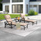 3 Piece Outdoor Lounge Set with Cushioned Adjustable Recline Chaise Chairs and Coffee Table