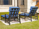 3 Piece Outdoor Lounge Set with Cushioned Adjustable Recline Chaise Chairs and Coffee Table