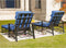 3 Piece Outdoor Lounge Set with Cushioned Adjustable Recline Chaise Chairs and Coffee Table