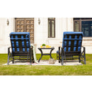 3 Piece Outdoor Lounge Set with Cushioned Adjustable Recline Chaise Chairs and Coffee Table